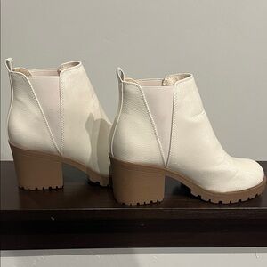 Soda White Ankle Boots with Tan Soles